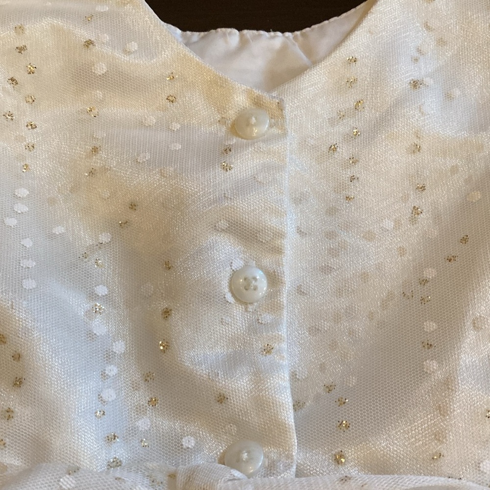 Jona Michelle Gold and Ivory Formal Kids Dress. Button & tie. Sz 5. Polka dot. - Picture 13 of 16